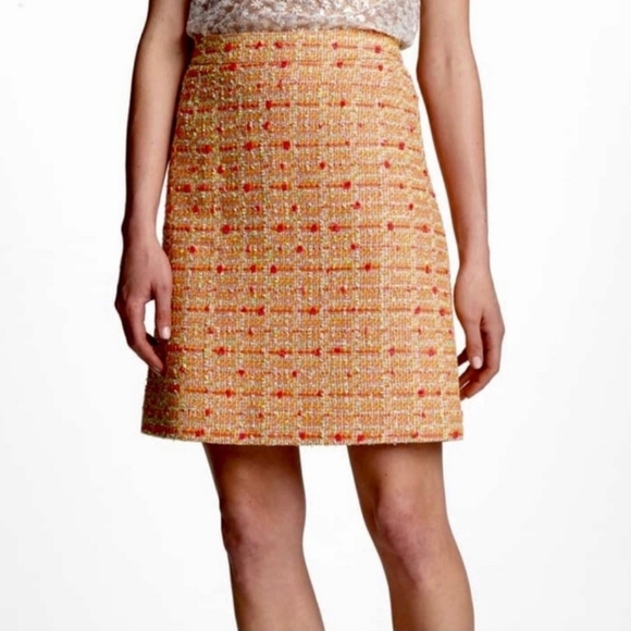 kate spade Dresses & Skirts - Kate Spade Pamela Skirt Size 6 California Calling Orange Tweed Boucle Old Money
